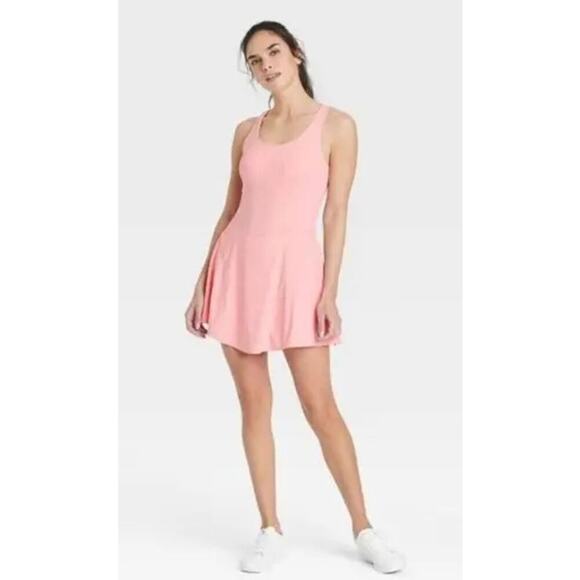 JoyLab Women's Coral Pink Knit Lace Up Detail Active Mini Dress Size XL tennis - Picture 1 of 9